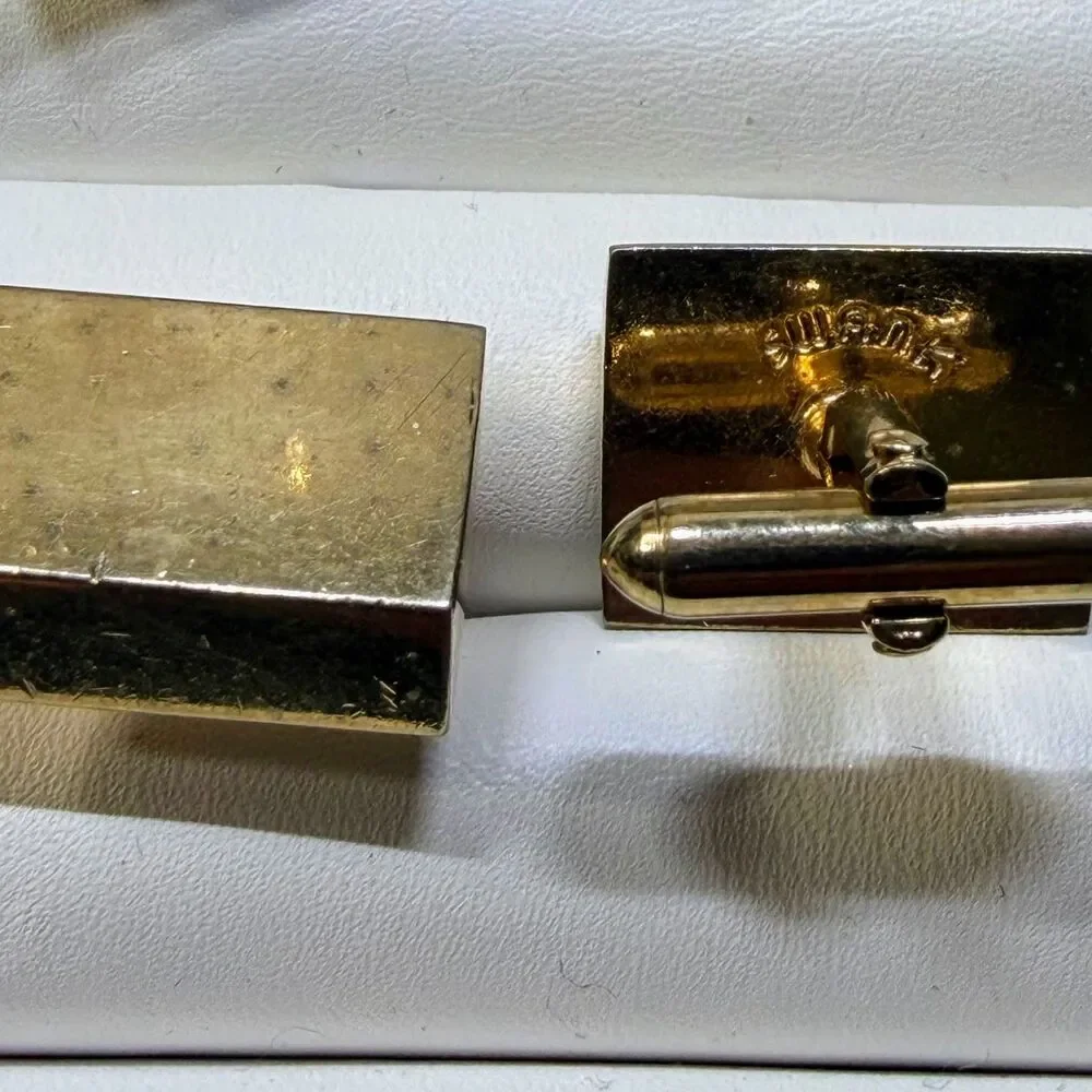 Vintage Swank Gold-Tone Mens Cufflinks & Tie Chain Bar Lot 2 Pairs + Tie Bar